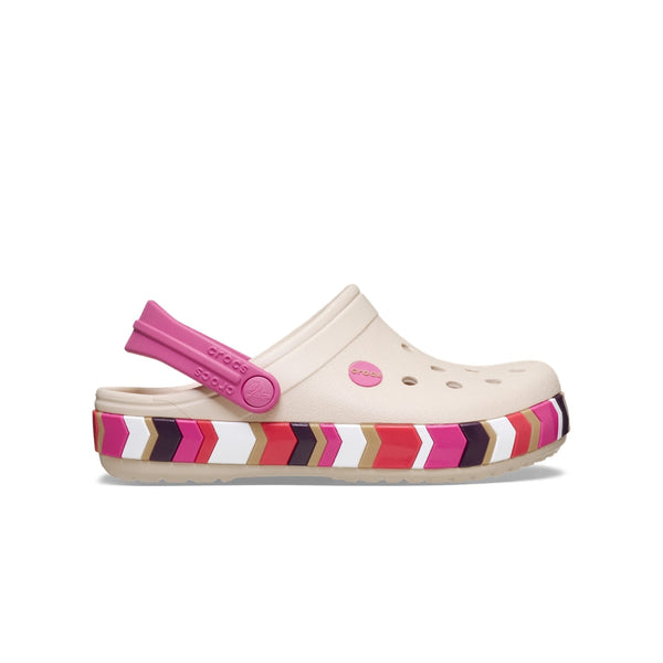 Giày Clog Trẻ Em Crocs Crocband Chevron Band - Frappé/Quiet Rose