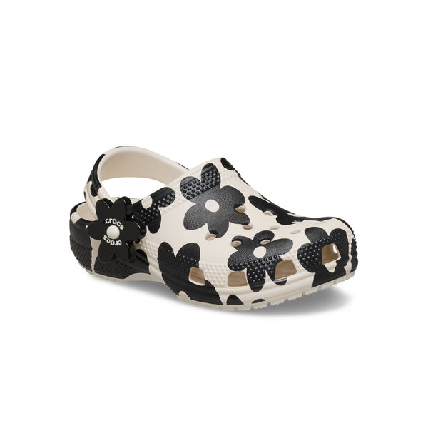 Giày Clog Trẻ Em Crocs Toddler Classic Pop Petals - Summit White/Black