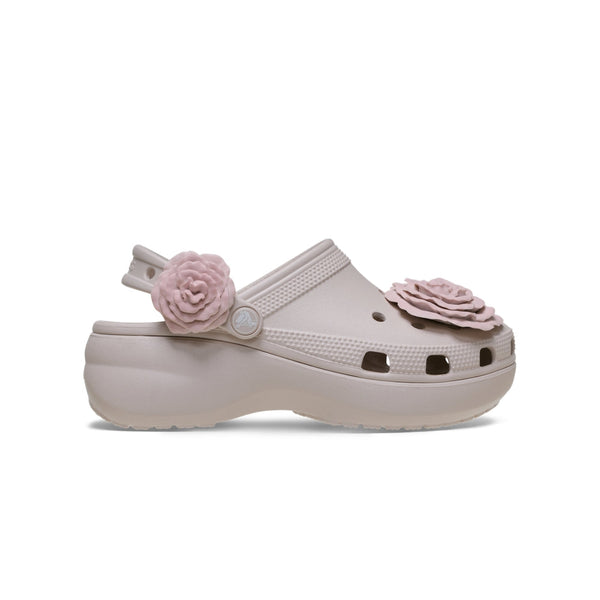 Giày Clog Nữ Crocs Classic Platform Dipped Roses - Cocoa Cream