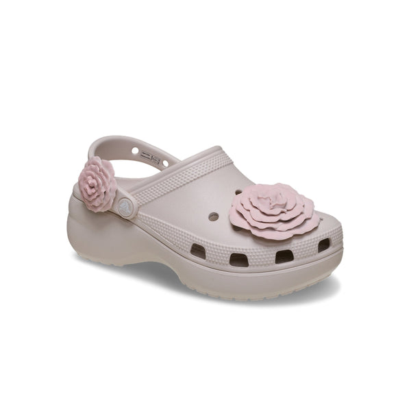 Giày Clog Nữ Crocs Classic Platform Dipped Roses - Cocoa Cream