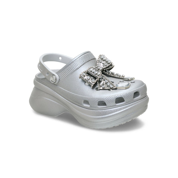 Giày Clog Nữ Crocs Bae Bedazzled Bows - Silver