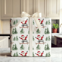 Pine Tree Santa Gift Wrap, Skateboarding Santa Wrapping Paper, Whimsical Skater Santa Wrapping Paper, Humorous Christmas Holiday Present Wrap