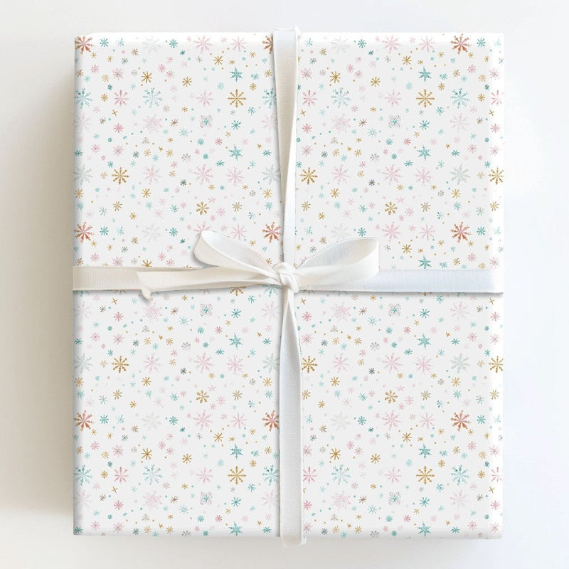 Winter Wonderland Holiday Gift Wrap Paper, Pastel Snowflake Christmas Wrapping Paper, Elegant Xmas Present Paper, Seasonal Gift Wrap