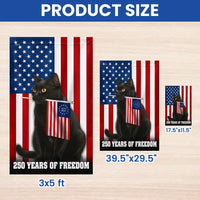 250 Years of Freedom Garden Flag | Black Cat Americana Design | Double-Sided Polyester | Patriotic Yard Decor Gift