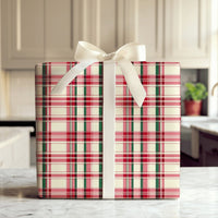 Red and Green Tartan Gift Wrap, Christmas Plaid Gift Wrapping Paper, Traditional Holiday Gift Wrapping Paper, Classic Winter Present Wrap