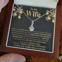 14k White Gold Ribbon Necklace, Wife Ribbon Pendant Necklace, Cubic Zirconia Sparkle Necklace, Romantic Christmas Present from Husband