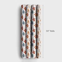 Western Holiday Gift Wrap, Watercolor Cowboy Hat Wrapping Paper, Rustic Country Christmas Present Wrap, Snowflake Festive Present Paper