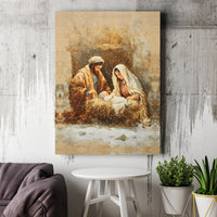 Holy Family Watercolor Print, Nativity Scene Wall Art Digital Download, Christian Christmas Wall Art, Snowy Nativity Poster, Holiday Decor