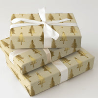 Metallic Holiday Gift Wrap, Gold Christmas Tree Wrapping Paper, Modern Winter Christmas Wrapping Paper, Festive Holiday Present Gift Wrap