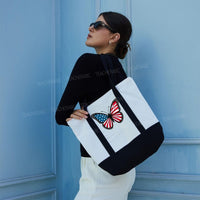 Butterfly Independence Day Color-blocked Canvas Bag