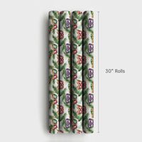 Venetian Mask Holiday Gift Wrap, Christmas Masquerade Wrapping Paper, Watercolor Festive Pine Gift Wrap, Winter Party Gift Wrapping Paper
