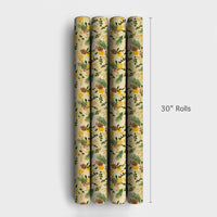 Pinecone Berry Holiday Gift Wrap, Watercolor Lemon Christmas Wrapping Paper, Botanical Winter Wrapping Paper, Citrus Festive Gift Wrap Roll