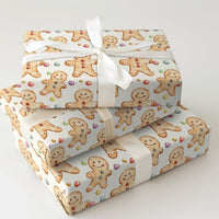 Christmas Cookie Gift Wrap, Watercolor Gingerbread Man Wrapping Paper, Holiday Gingerbread Wrapping Paper, Adorable Xmas Gift Wrap Roll