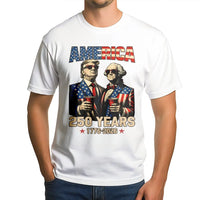 America 250 Years T-Shirt | Trump and Washington in Sunglasses Patriotic Art | Premium Soft Cotton Tee | Gift for Political History Fans