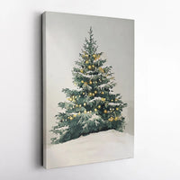 Lit Winter Forest Evergreen Print, Snowy Christmas Tree Canvas Art, Festive Holiday Pine Wall Decor, Comfy Seasonal Christmas Canvas Present