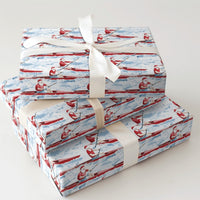 Kayaking Santa Christmas Gift Wrap, Rowing Santa Wrapping Paper, Boating Holiday Wrapping Paper, Water Sports Nautical Xmas Gift Wrap