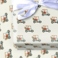 Watercolor Golfer Christmas Gift Wrap, Santa Golf Cart Wrapping Paper, Humorous Sports Holiday Wrapping Paper, Golf Lover Xmas Present Wrap
