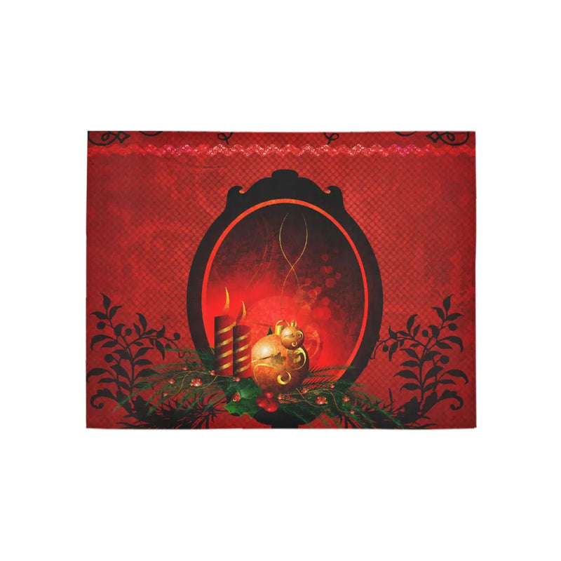 Holiday Season Floor Mat, Christmas Candle and Ornament Runner Rug, Winter Festive Hallway Runner Rug, Xmas Home Decor Accent Rug, Present