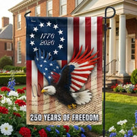 250 Years of Freedom Garden Flag | 1776-2026 Patriotic Eagle & We The People Design | Double-Sided Polyester | Americana Home Decor Gift