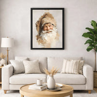 Rustic Oil Portrait Canvas Print, Smiling Santa Claus Canvas Art, Christmas Holiday Wall Art, Festive Winter Canvas Decor, Xmas Room Decor