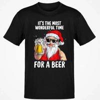 Humorous Santa Drinking Shirt, Most Wonderful Time for a Beer Christmas T-Shirt, Retro Ugly Xmas Holiday Graphic Tee, Beer Lover Present