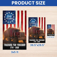 Trucker Garden Flag 250 Years | American Patriotic Semi Truck Design | Double-Sided Polyester | Outdoor Yard Decor Gift for Truckers