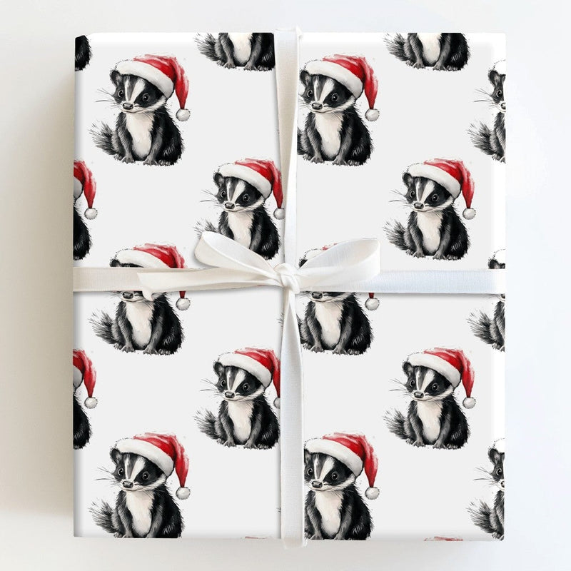 Watercolor Animal Gift Wrap, Baby Skunk Christmas Wrapping Paper, Skunk Wrapping Paper Roll, Holiday Wrapping Paper, Woodland Xmas Gift Wrap