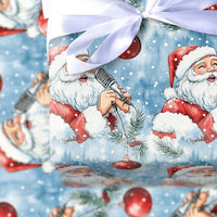 Vintage Microphone Santa Gift Wrap, Singing Santa Wrapping Paper, Musical Christmas Wrapping Paper, Festive Holiday Present Gift Wrap