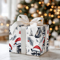 Adorable Animal Holiday Gift Wrap, Santa Hat Raccoon Wrapping Paper, Watercolor Christmas Raccoon Paper, Winter Forest Wrapping Paper Roll