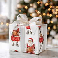 Sports Christmas Gift Wrap, Basketball Jersey Santa Wrapping Paper, Humorous Santa Basketball Holiday Wrapping Paper, Xmas Gift Wrapping Paper