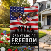 250 Years of Freedom Garden Flag | Patriotic Eagle Betsy Ross Design | Double-Sided Polyester | 1776-2026 Anniversary Gift