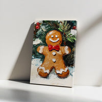 Impasto Oil Painting Canvas, Gingerbread Man Canvas Wall Art, Christmas Gingerbread Canvas Print, Holiday Kitchen Wall Decor, Xmas Home Present