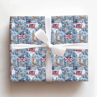 Snowy Big Ben Red Bus Gift Wrap, London Christmas Wrapping Paper, British Flag Cityscape Present Paper, London Xmas Wrapping Paper