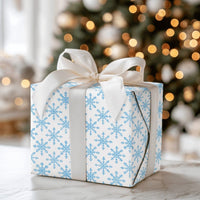 Winter Holiday Gift Wrap, Blue Snowflake Wrapping Paper, Light Blue Snowflake Present Paper, Geometric Christmas Gift Wrap
