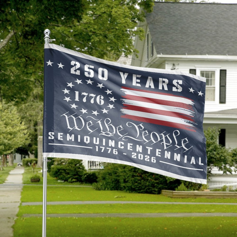 250 Years Semiquincentennial House Flag | 1776-2026 We The People Design | Durable Premium Polyester | Patriotic Commemorative Garden Decor Gift