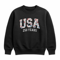 USA 250th Birthday Sweatshirt | Floral Americana 250 Years Celebration Design | Soft Cotton Blend Comfort | Gift for American History Lovers