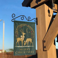 Elegant Winter Wreath Yard Flag, Christmas Golden Deer Garden Flag, Holiday Monogram Garden Flag, Festive Outdoor Decor Housewarming Present
