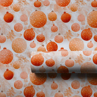 Festive Bauble Holiday Wrapping Paper, Orange Ornament Christmas Wrapping Paper, Pine Branch Wrapping Paper, Elegant Seasonal Gift Wrap