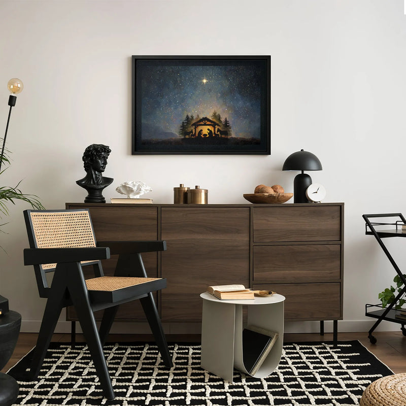 Star of Bethlehem Canvas Print, Nativity Scene Canvas Wall Art, Religious Christmas Canvas Decor, Christian Holiday Wall Art Present