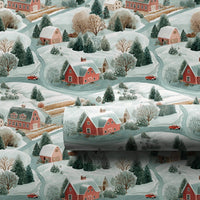 Rustic Farmhouse Gift Wrap, Winter Barn Christmas Wrapping Paper, Snowy Village Holiday Wrapping Paper, Country Landscape Present Wrap