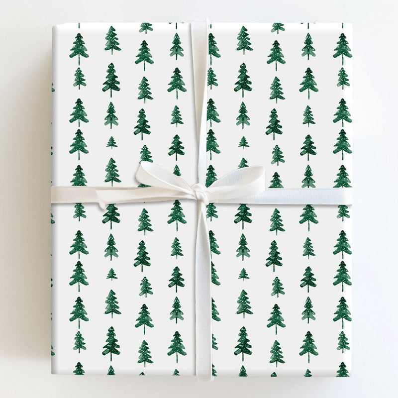 Rustic Christmas Tree Gift Wrap, Pine Tree Wrapping Paper, Minimalist Forest Wrapping Paper, Modern Winter Holiday Wrapping Paper Roll