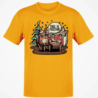 Humorous Holiday Reindeer Tee, This Is Festive Christmas T-Shirt, Retro Xmas Graphic Shirt, Adorable Festive Season Present T-Shirt
