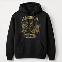 America 250 Years Hoodie | George Washington Abraham Lincoln 1776-2026 Patriotic Art | Soft Cotton-Polyester Blend | Gift for American History Lover