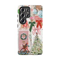 Holiday Snowflake Tough Phone Case, Christmas Santa Reindeer Phone Case, Dual-Layer Winter Phone Case, Festive Xmas Phone Cover