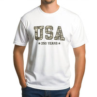 Camo USA T-Shirt | 250 Years America Patriotic Design | Soft 100% Cotton Unisex Tee | 4th of July Gift for Patriots