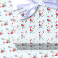 Watercolor Sports Christmas Gift Wrap, Tennis Santa Wrapping Paper, Tennis Santa Claus Wrapping Paper, Whimsical Holiday Gift Wrap