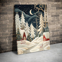 Winter Night Snowscape Canvas Print, Christmas Village Canvas Art, Comfy Holiday Town Canvas Wall Art, Snowy Scene Wall Decor, Christmas Present