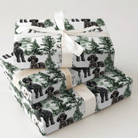 Winter Forest Dog Gift Wrap, Poodle Christmas Wrapping Paper, Watercolor Poodle Holiday Wrapping Paper, Xmas Dog Lover Wrapping Paper Roll