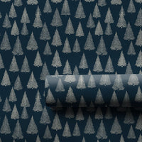 Winter Forest Holiday Gift Wrap, Navy Blue Christmas Tree Wrapping Paper, Modern Minimalist Tree Gift Wrapping Paper, Seasonal Present Paper