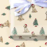 Christmas Dog Wrapping Paper, Cocker Spaniel Wrapping Paper, Santa Hat Puppy Gift Wrap, Holiday Dog Wrapping Paper, Pet Lover Gift Wrap